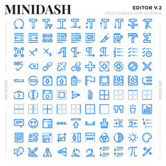 Dashed Outline Icons Pack for UI. Pixel perfect thin line vector icon set for web design and website application.