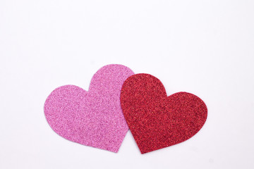two hearts pink and red love symbol of romance and fidelity holiday