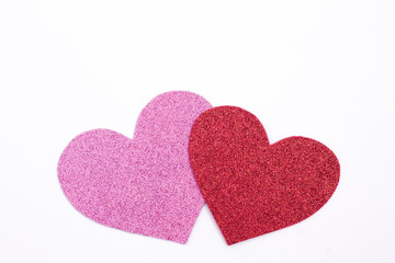 two hearts pink and red love symbol of romance and fidelity holiday