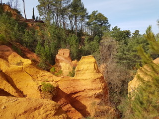 Red goround of ocher of Roussillion town region.. Europe. France. Summer 2016.