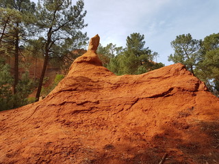 Red goround of ocher of Roussillion town region.. Europe. France. Summer 2016.