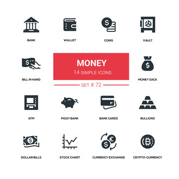 Money - line design silhouette icons set