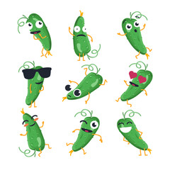 Funny cucumber - vector isolated cartoon emoticons
