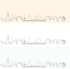 Naklejka premium Miami Hand Drawn Skyline