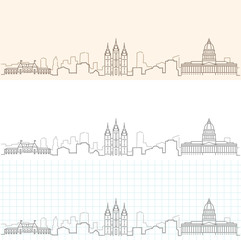 Naklejka premium Salt Lake City Hand Drawn Skyline