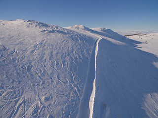 Snow road in the mountain