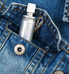 Jeans pocket closeup with spray