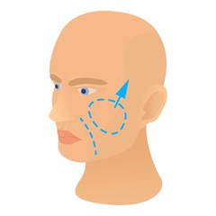 Cheek plastic correction icon, cartoon style