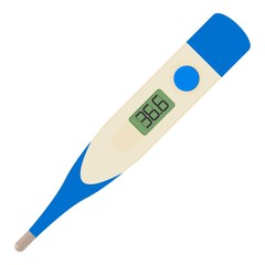 Electronic thermometer icon, cartoon style