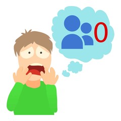 Autophobia concept, cartoon illustration