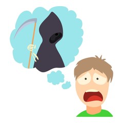 Tanatophobia concept, cartoon illustration
