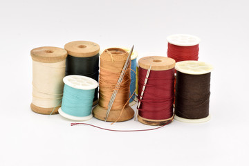 Assorted Thread on White Background