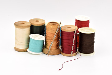Assorted Thread on White Background