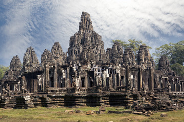 Fototapeta na wymiar Ancient Bayon Temple (12th century) At Angkor Wat, Siem Reap, Cambodia