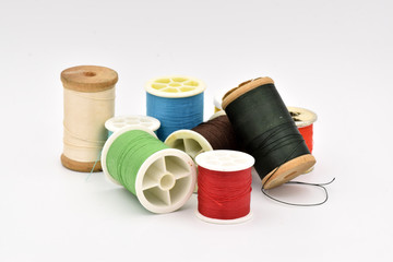 Assorted Thread on White Background