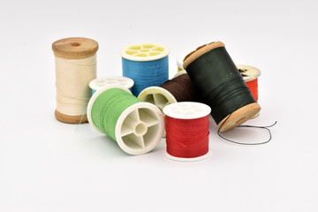 Assorted Thread on White Background