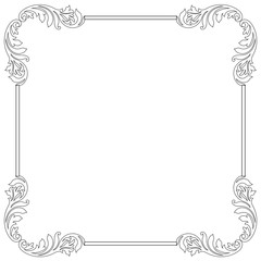 Vintage border frame engraving with retro ornament pattern in antique baroque style decorative design. Vector