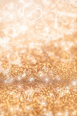 Gold glitter valentines Day background.