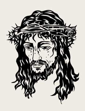 Jesus the Savior Sketch Drawing, art vector design