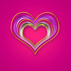 cuore cornice dorato e viola