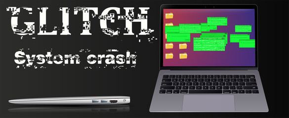 On the mistake laptop scree, glitch style