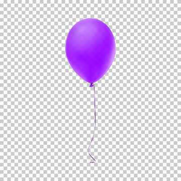 Realistic purple balloon. Vector illustration.