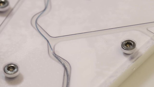 Test of a medical stent. Mesh metal nitinol self-expandable stent for endovascular surgery