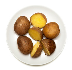 unpeeled boiled potatoes