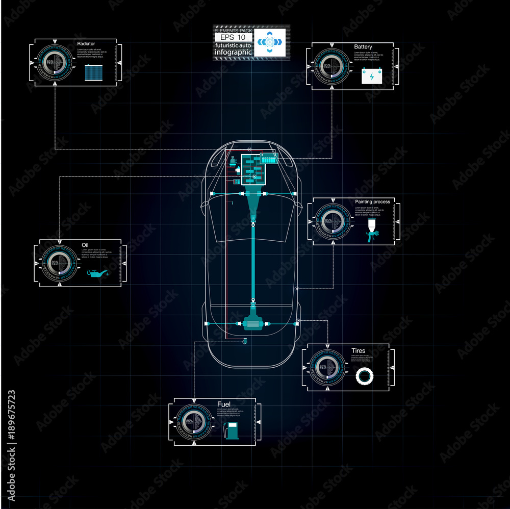 Poster futuristic user interface. hud ui. abstract virtual graphic touch user interface. cars infographic. 
