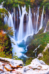 Obrazy na Plexi  Wodospady, Park Narodowy Plitwickie, Chorwacja