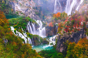 Obrazy na Plexi  Wodospady, Park Narodowy Plitwickie, Chorwacja
