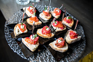 Snacks catering. Cocktail. Sandwiches