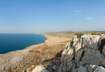 Fototapeta na wymiar Beautiful panoramic vie of the coastline from Protaras to Ayia Napa, Cyprus