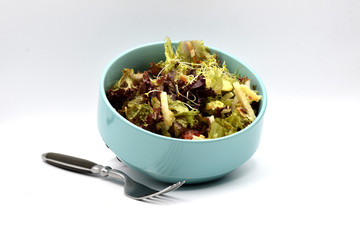 Green Salad in a Blue Bowl
