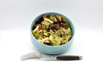 Green Salad in a Blue Bowl