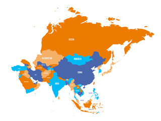 Fototapeta na wymiar Political map of Asia continent. Vector illustration.
