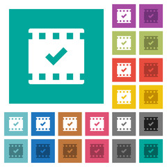 Movie ok square flat multi colored icons
