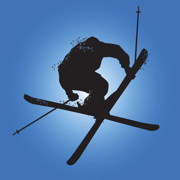 Silhouette of Freestyle skiing