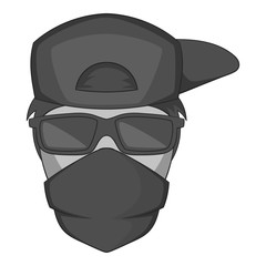 Man in black glasses and scarf on his face icon