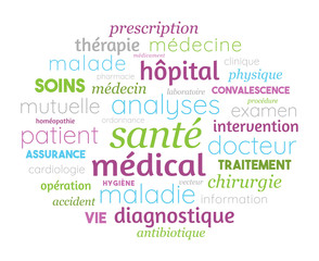 Nuage de Mots - Santé, Médical, Médecine, Mutuelle