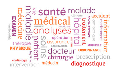 Nuage de Mots - Santé, Médical, Médecine, Mutuelle