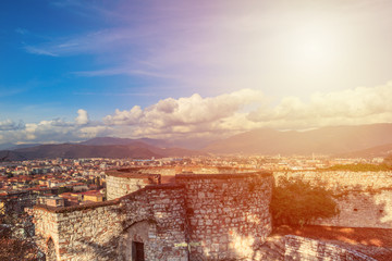 The walls inside the castle of Brescia, top view