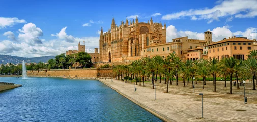 Crédence de cuisine en verre imprimé Lieux européens La Seu, la cathédrale gothique médiévale de Palma de Majorque, Espagne