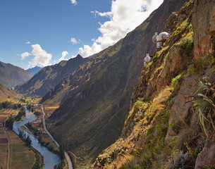 Sacred Valley Peru from up on a cliff.