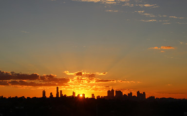 Fototapeta na wymiar Melbourne city skyline sunset
