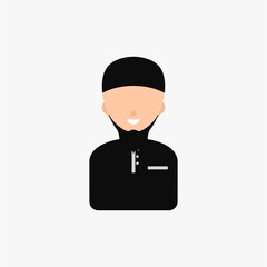 muslim man arabic smile with black cap avatar vector