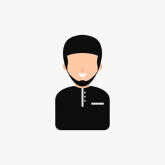 muslim man arabic smile with black cap avatar vector