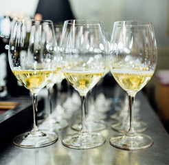 Full cold champagne flutes