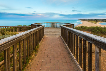 The lookout at Southport Port Noarlunga overlooking the beach and Onkapringa river