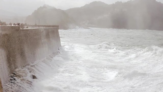 san sebastian beach ocean spain big wave